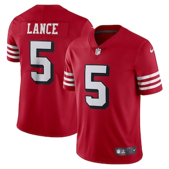 mens nike trey lance scarlet san francisco 49ers alternate v